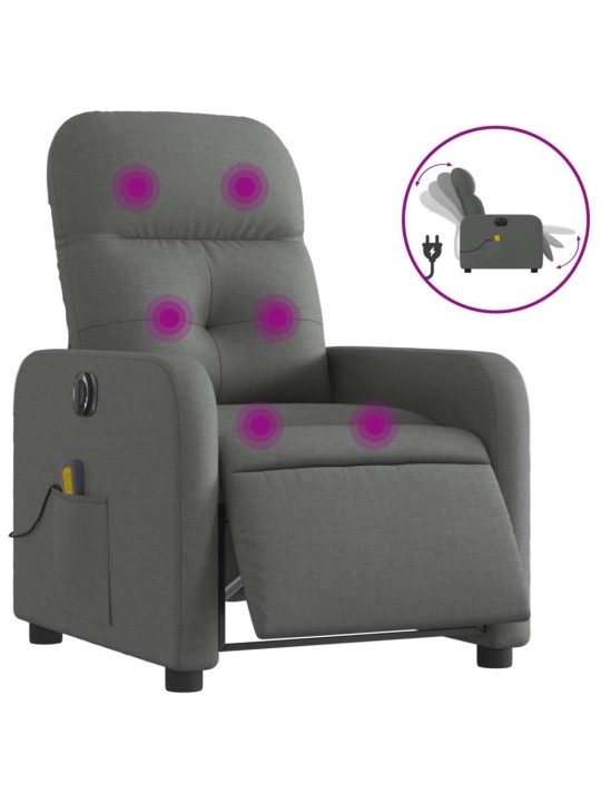 Elektrické masážní polohovací křeslo tmavě šedé textil