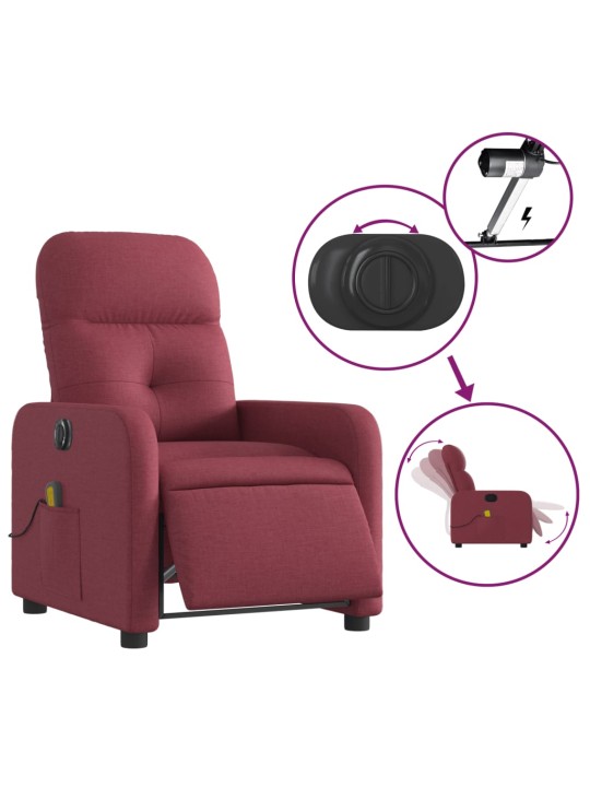 Elektrické masážní polohovací křeslo vínové textil