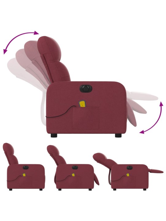 Elektrické masážní polohovací křeslo vínové textil