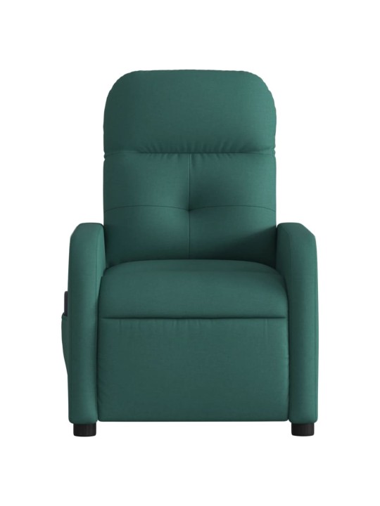 Elektrické masážní polohovací křeslo tmavě zelené textil
