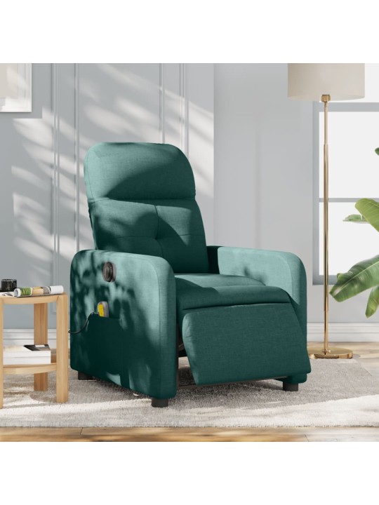 Elektrické masážní polohovací křeslo tmavě zelené textil