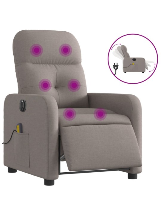 Elektrické masážní polohovací křeslo taupe textil