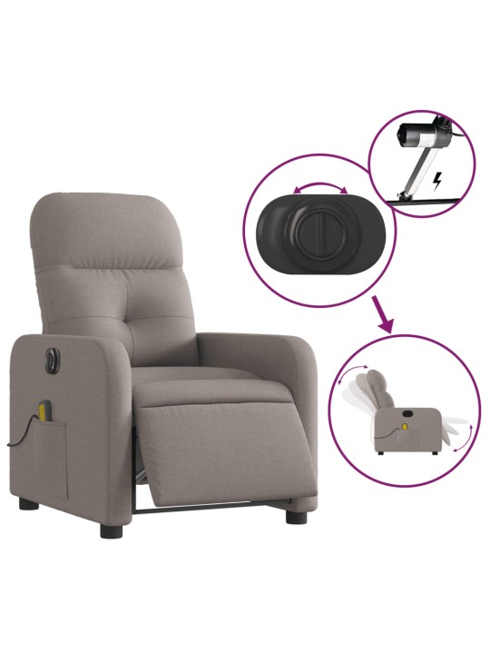 Elektrické masážní polohovací křeslo taupe textil