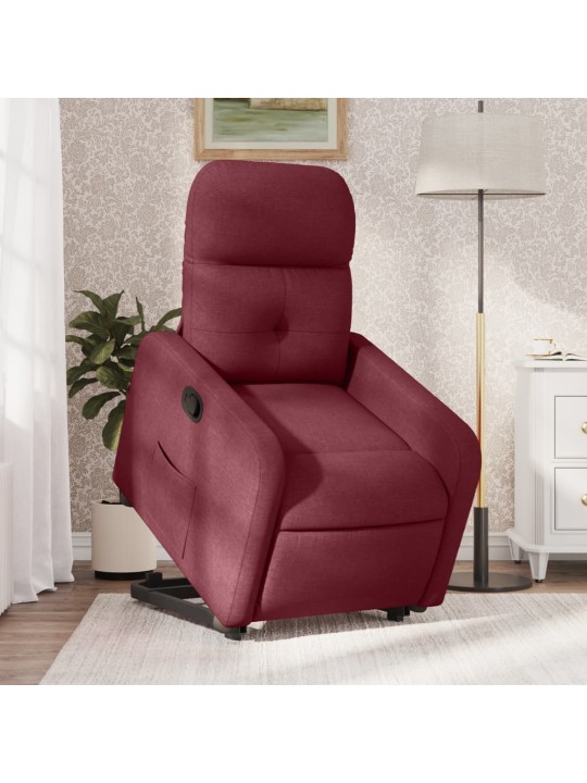 Zvedací polohovací křeslo vínové textil