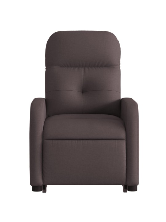 Zvedací polohovací křeslo tmavě hnědé textil
