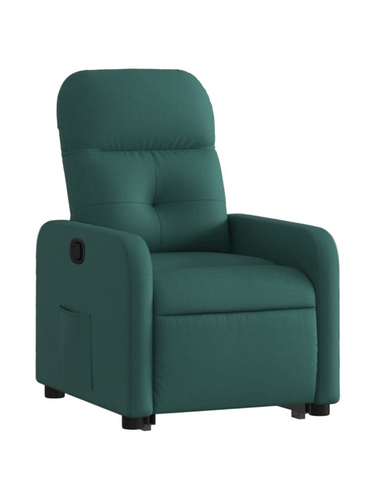 Zvedací polohovací křeslo tmavě zelené textil
