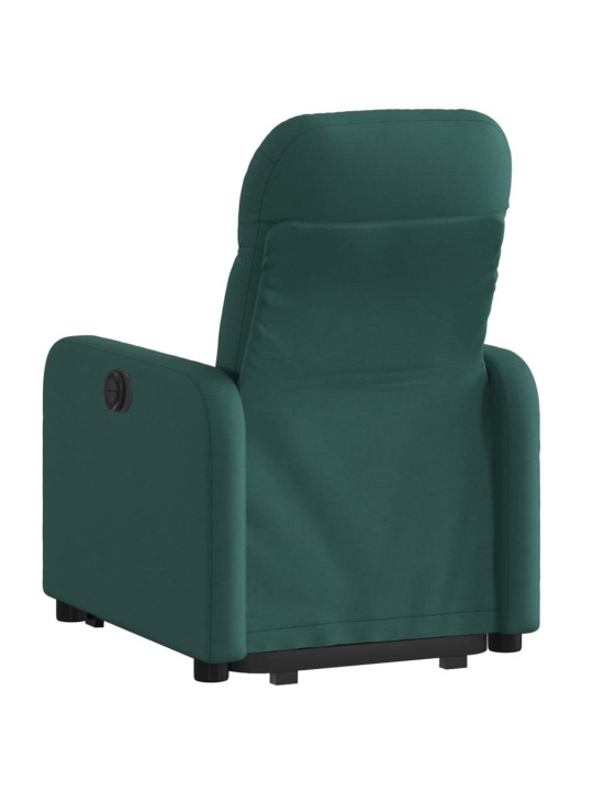 Zvedací polohovací křeslo tmavě zelené textil