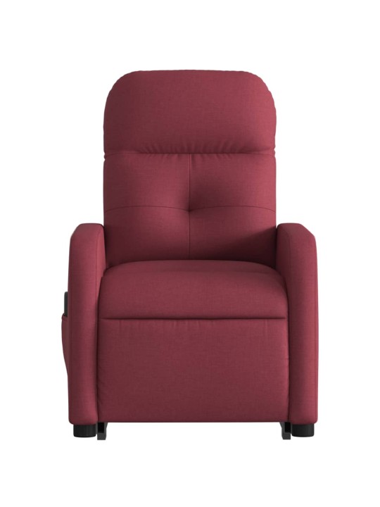 Zvedací masážní polohovací křeslo vínové textil