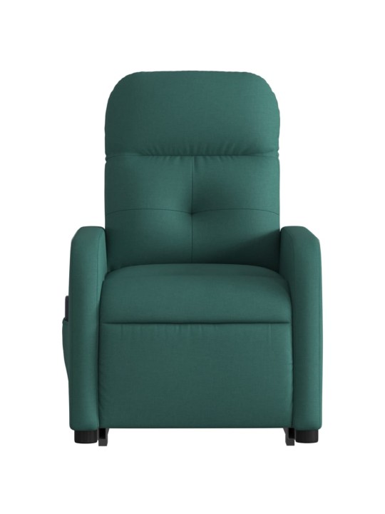 Zvedací masážní polohovací křeslo tmavě zelené textil