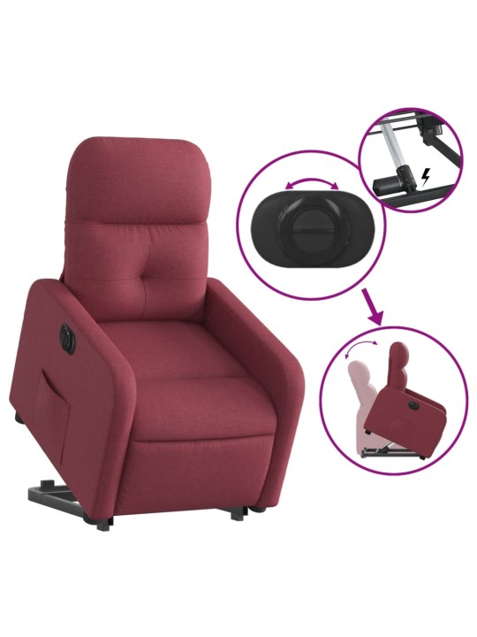 Elektrické zvedací polohovací křeslo vínové textil