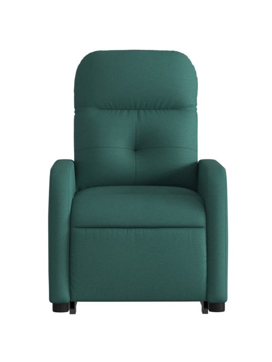 Elektrické zvedací polohovací křeslo tmavě zelené textil