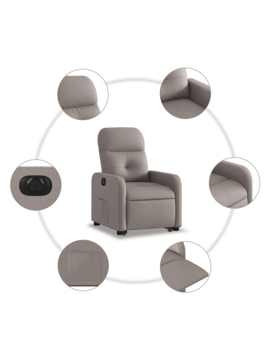 Elektrické zvedací polohovací křeslo taupe textil