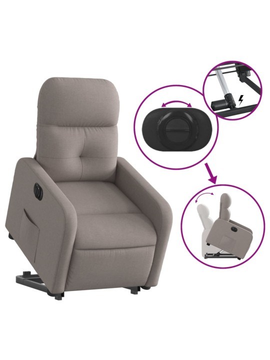 Elektrické zvedací polohovací křeslo taupe textil