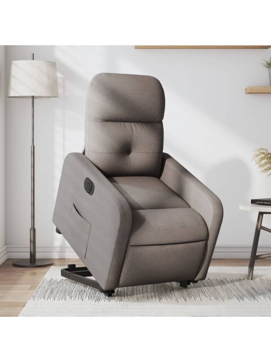 Elektrické zvedací polohovací křeslo taupe textil