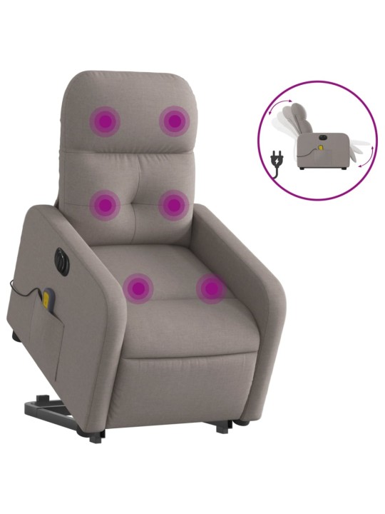 Elektrické zvedací masážní polohovací křeslo taupe textil