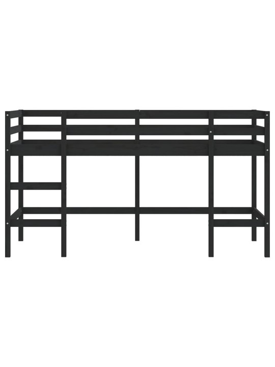 Dětská patrová postel se žebříkem černá 90x190 cm borové dřevo