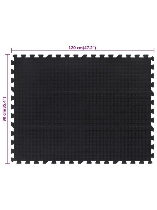Gumová podlahová dlaždice černá 12 mm 90 x 120 cm