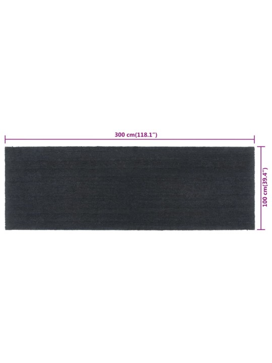 Rohožka před dveře tmavě šedá 100 x 300 cm kokosové vlákno