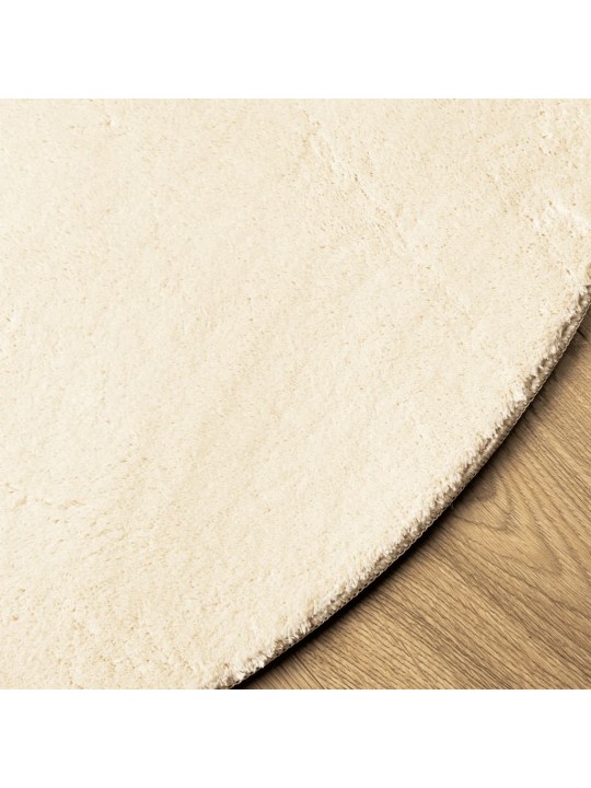 Koberec HUARTE krátký vlas měkký a pratelný krémový Ø 100 cm