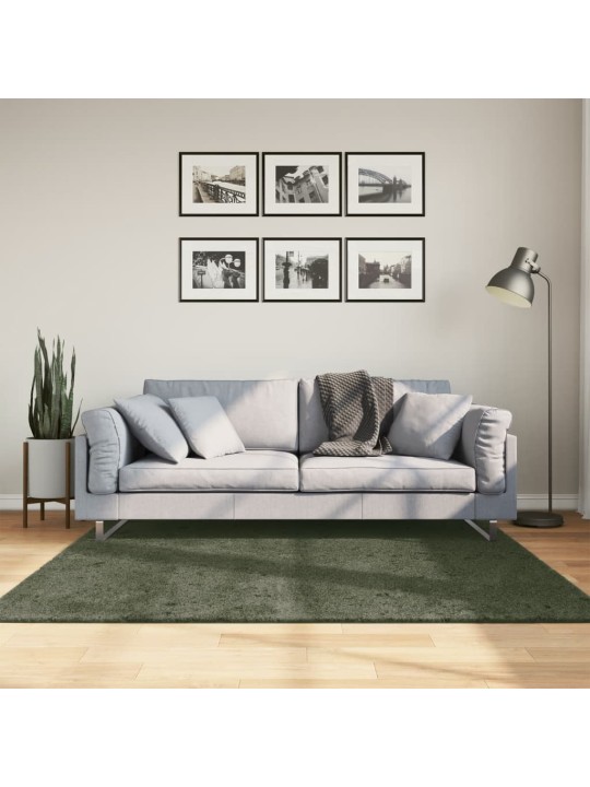 Koberec HUARTE krátký vlas měkký pratelný lesní zeleň 160x160cm