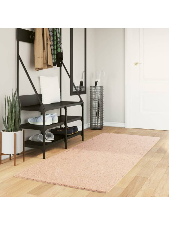 Koberec HUARTE krátký vlas měkký a pratelný blush 80x200 cm