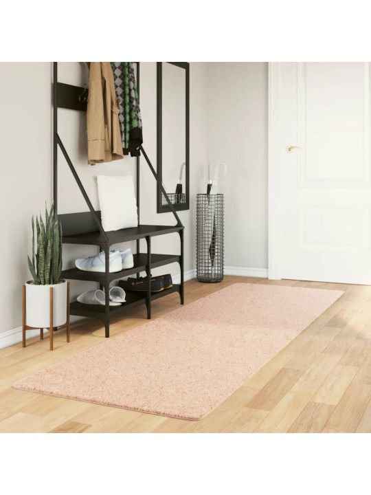 Koberec HUARTE krátký vlas měkký a pratelný blush 80x250 cm