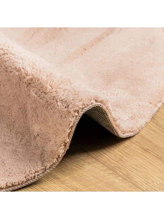 Koberec HUARTE krátký vlas měkký a pratelný blush Ø 80 cm