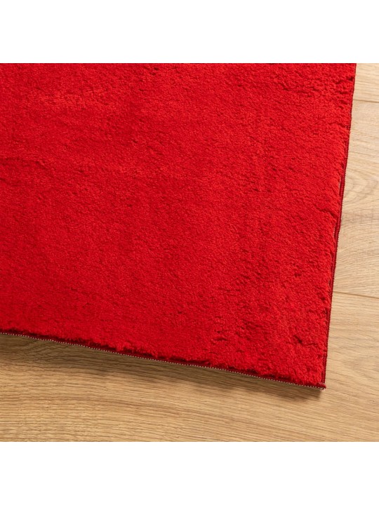 Koberec huarte krátký vlas měkký a pratelný červený 200x200 cm