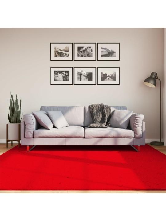 Koberec huarte krátký vlas měkký a pratelný červený 200x200 cm