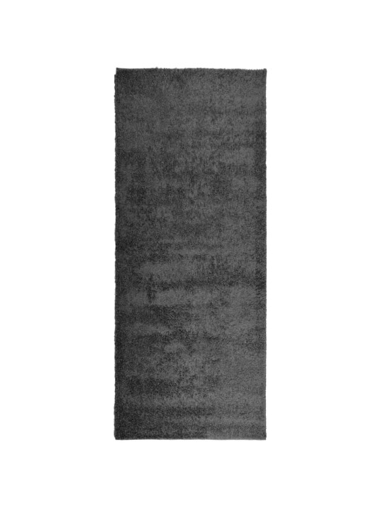 Koberec PAMPLONA s vysokým vlasem moderní antracitový 80x200 cm