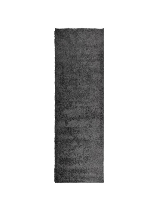 Koberec PAMPLONA s vysokým vlasem moderní antracitový 80x250 cm
