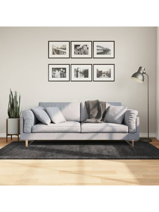 Koberec PAMPLONA s vysokým vlasem moderní antracitový 100x200cm
