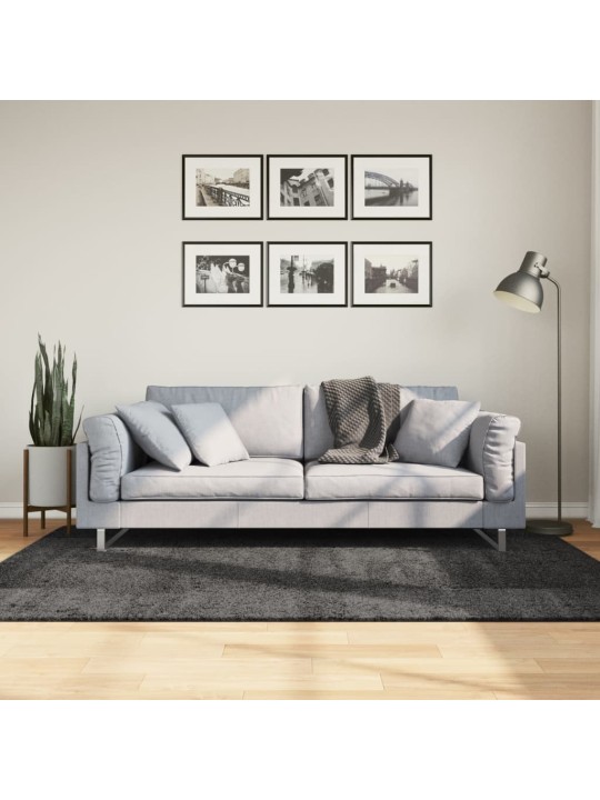 Koberec PAMPLONA s vysokým vlasem moderní antracitový 140x200cm