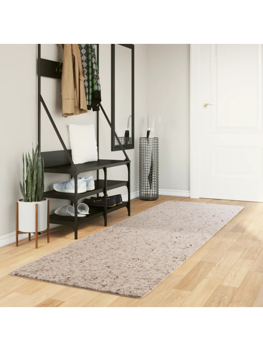 Koberec PAMPLONA s vysokým vlasem moderní béžový 80 x 250 cm