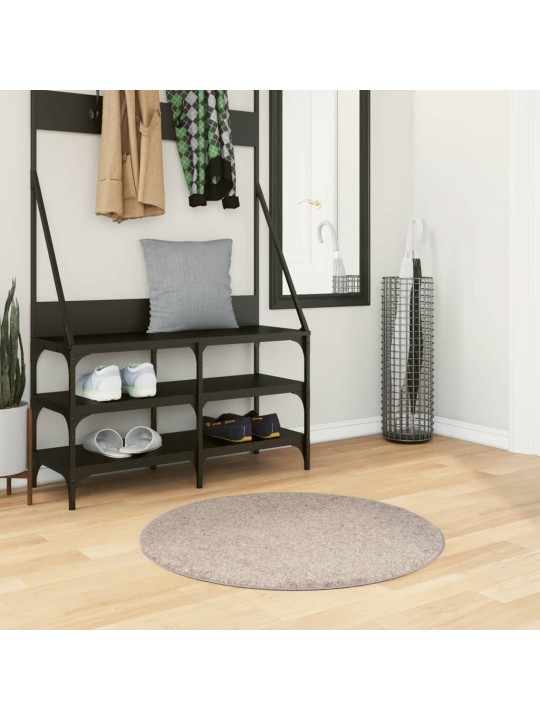 Koberec PAMPLONA s vysokým vlasem moderní béžový Ø 80 cm