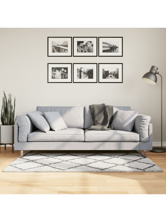 Koberec pamplona s vysokým vlasem krémový a černý 80 x 150 cm