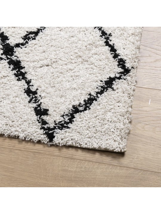 Koberec pamplona s vysokým vlasem krémový a černý 80 x 200 cm