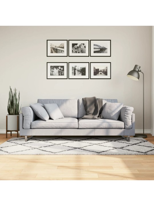 Koberec PAMPLONA s vysokým vlasem krémový a černý 100 x 200 cm