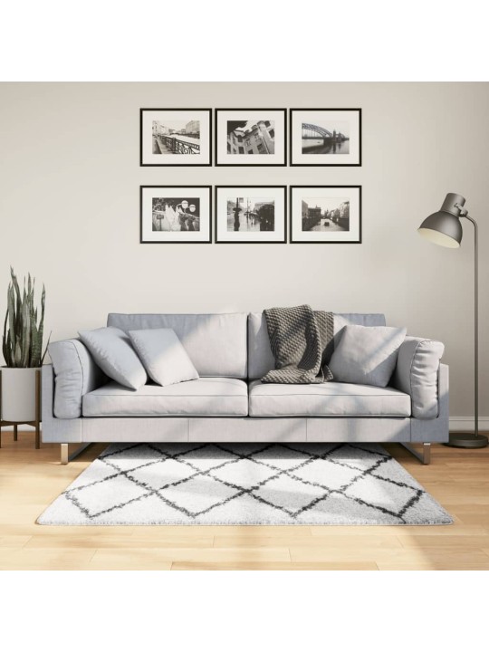 Koberec PAMPLONA s vysokým vlasem krémový a černý 120 x 170 cm