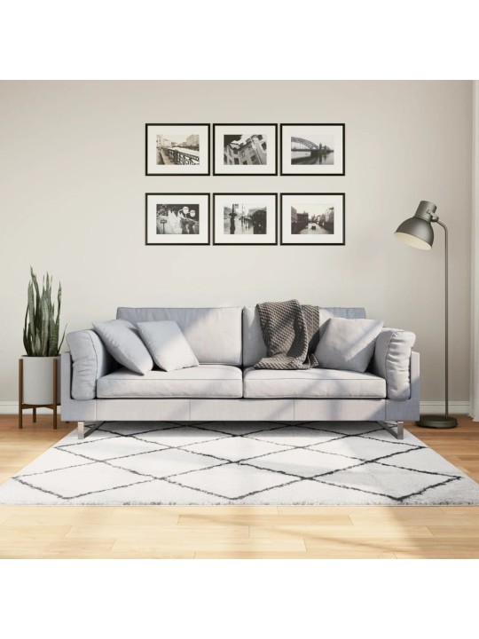 Koberec pamplona s vysokým vlasem krémový a černý 160 x 160 cm