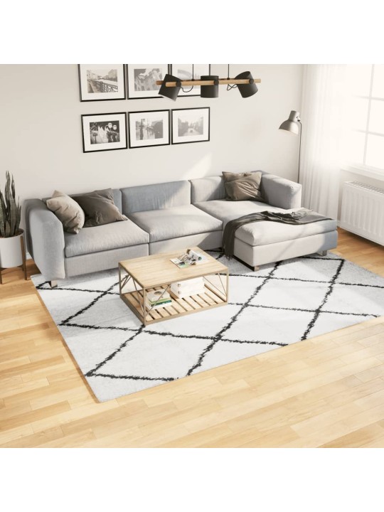 Koberec PAMPLONA s vysokým vlasem krémový a černý 200 x 280 cm