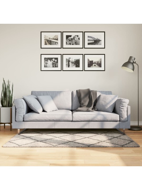 Koberec PAMPLONA s vysokým vlasem béžový a antracit 80 x 150 cm