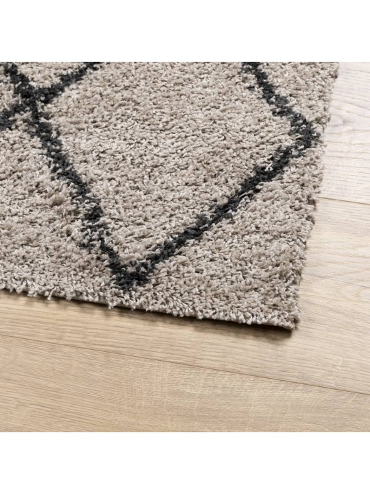 Koberec s vysokým vlasem moderní béžový a antracitový 80x200 cm