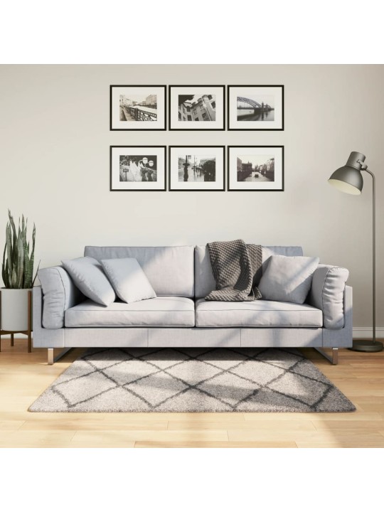 Koberec PAMPLONA s vysokým vlasem béžový a antracit 120x120 cm