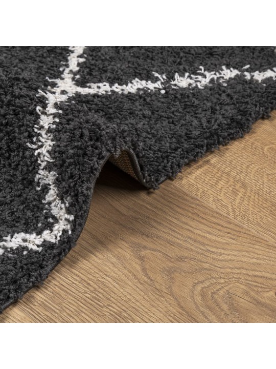 Koberec PAMPLONA s vysokým vlasem černý a krémový 100 x 200 cm