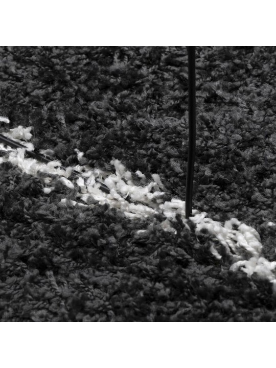 Koberec PAMPLONA s vysokým vlasem černý a krémový 100 x 200 cm