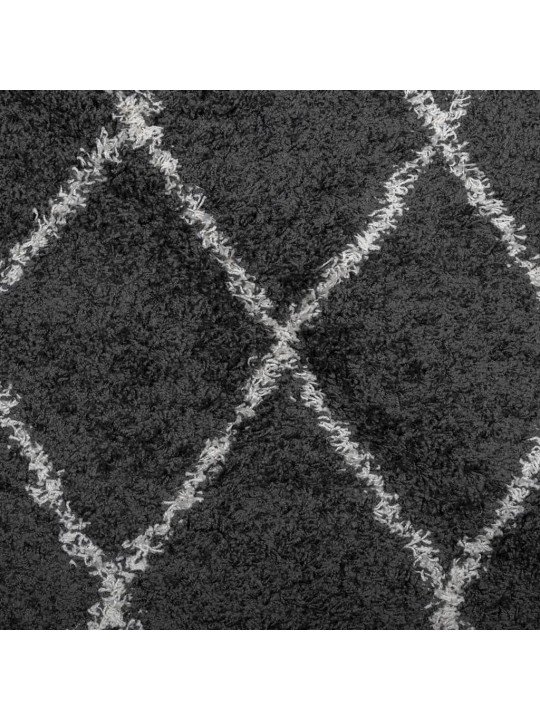 Koberec PAMPLONA s vysokým vlasem černý a krémový 100 x 200 cm