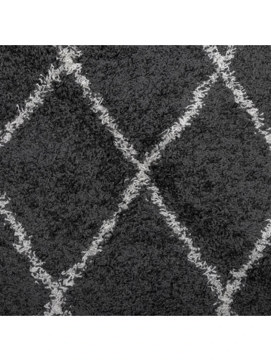 Koberec PAMPLONA s vysokým vlasem černý a krémový 140 x 200 cm