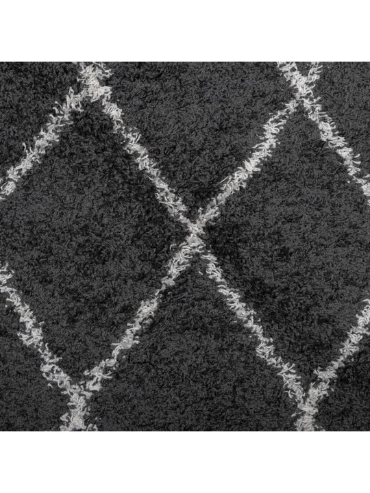 Koberec PAMPLONA s vysokým vlasem černý a krémový 200 x 280 cm