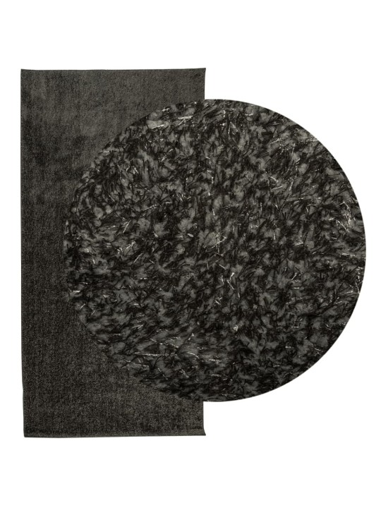 Koberec HUARTE vysokým vlasem lesklý vzhled antracit 100x200 cm